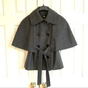 Ladies Wool Cape Jacket, Charcoal Gray, Size Small